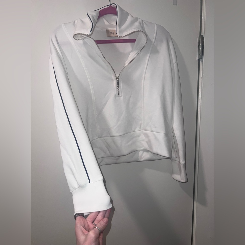 Elie Tahari White Quarter-Zip Sweatshirt